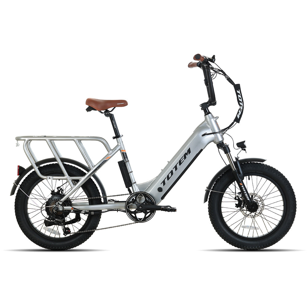 TOTEM Hauler 20" Fat Tire Electric Utility Bike 750W Geared Hub Motor 48V 15Ah Battery