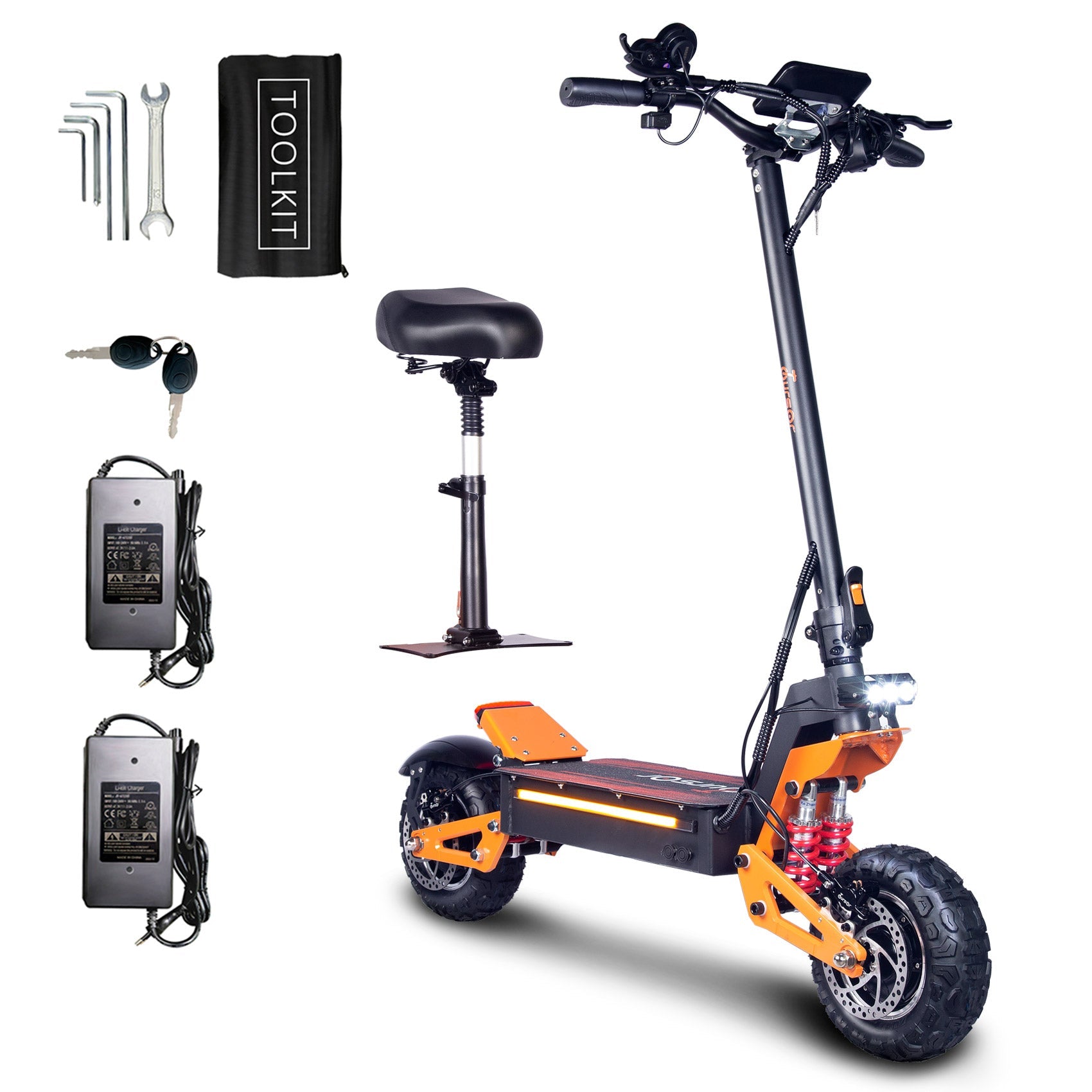 TOURSOR X5-52 11" Folding Electric Scooter 2500W*2 Dual Motors 52V 26Ah Battery