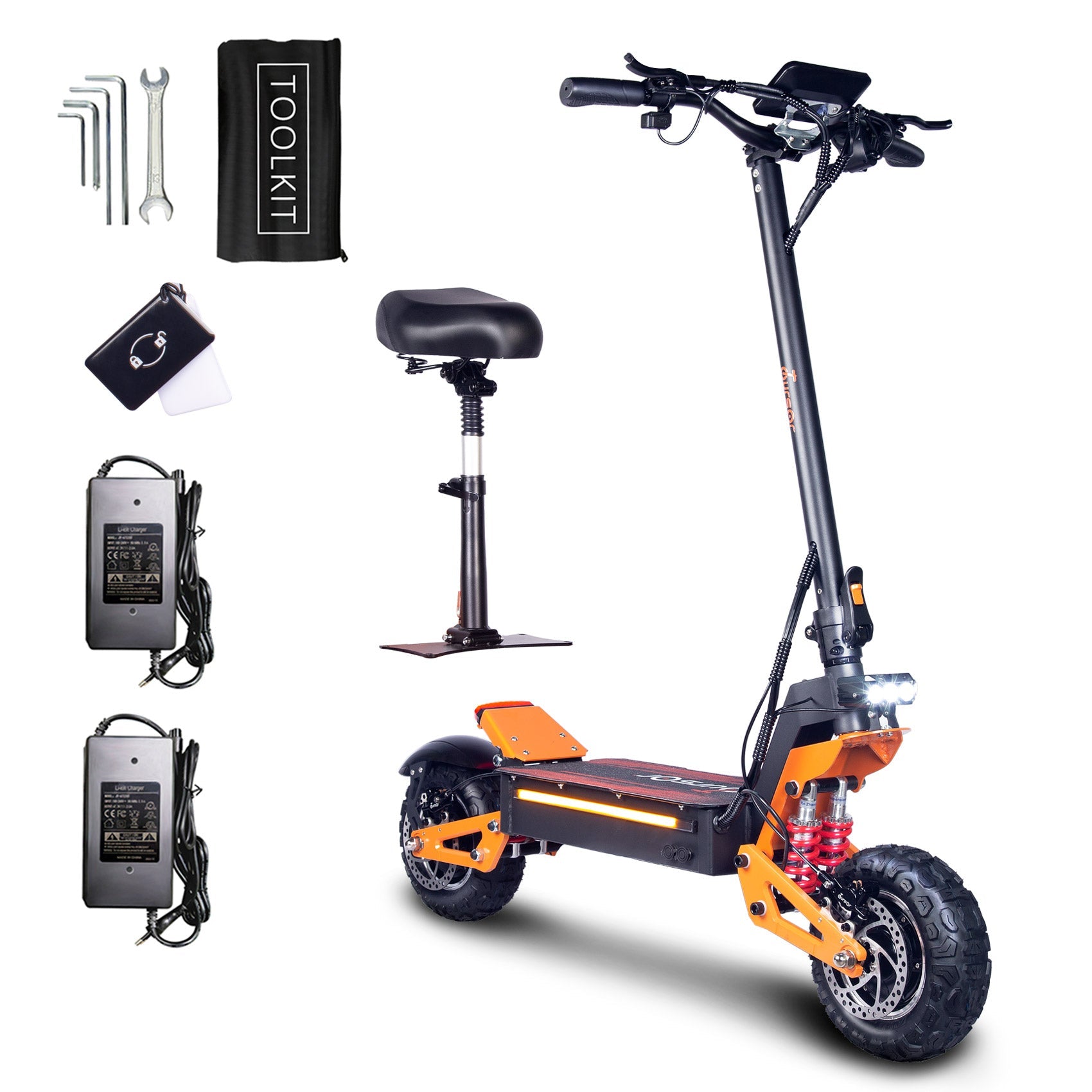 TOURSOR X5-60 11" Folding Electric Scooter 3000W*2 Dual Motors 60V 38Ah Battery